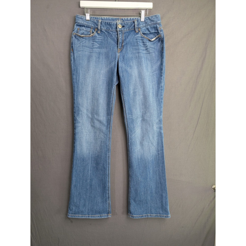 Ann Taylor Loft Curvy Bootcut Jeans Blue Denim Size 10 Mid Rise Stretch 8410